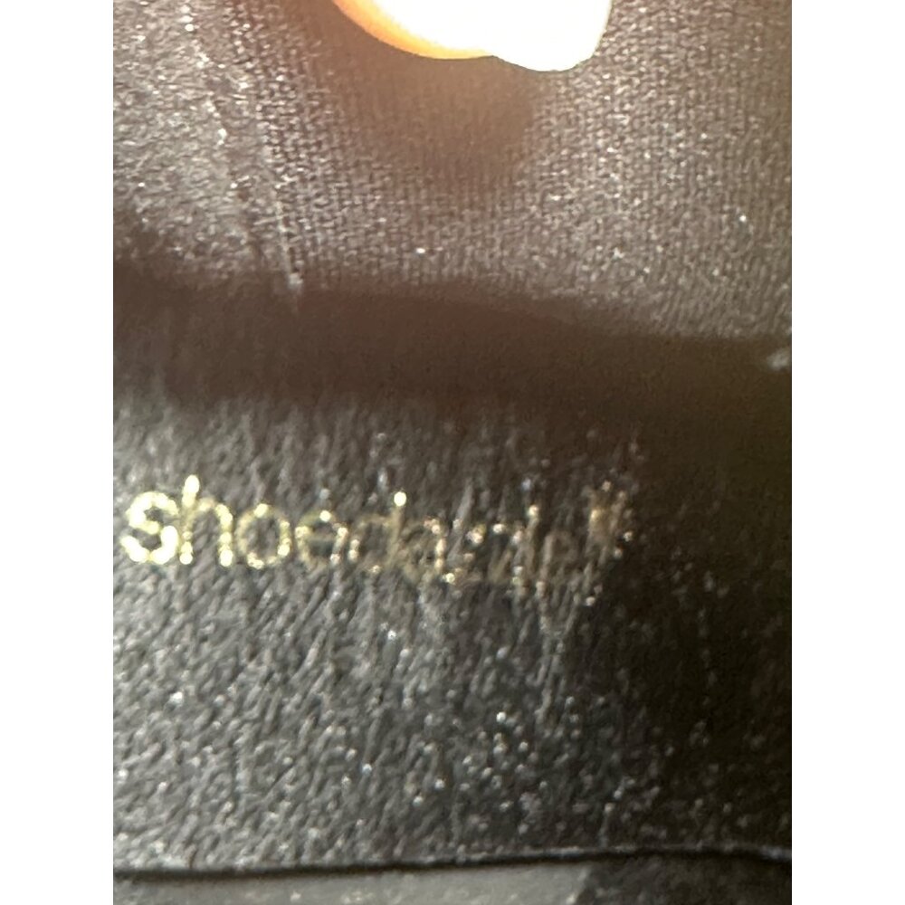 Shoedazzle Black Block Heel Ankle Booties 6.5 Gold Chain Mob Wife NWOB - Picture 7 of 7
